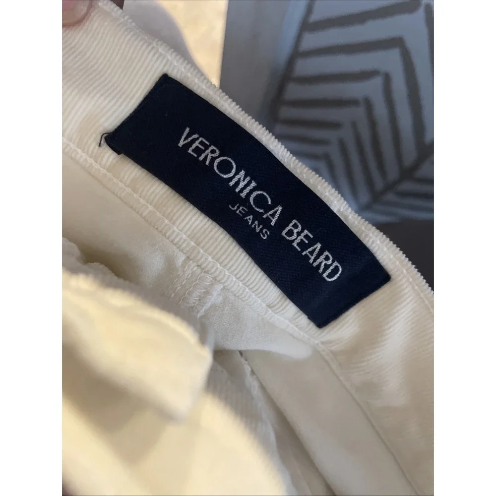 Veronica Beard Crosbie Wide Leg Corduroy Pants High Rise Sz 32 Cream Ecru